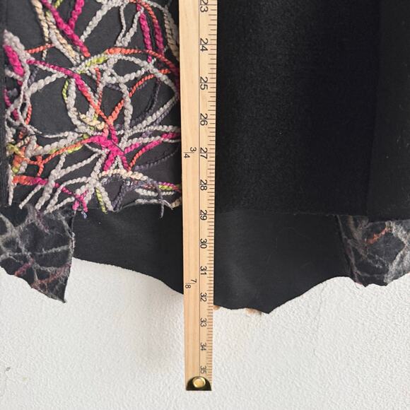 Boho Dress‎ Embroidered Asymmetrical Knit Tunic Black Sleeveless Artsy Y2K Small - Picture 6 of 6
